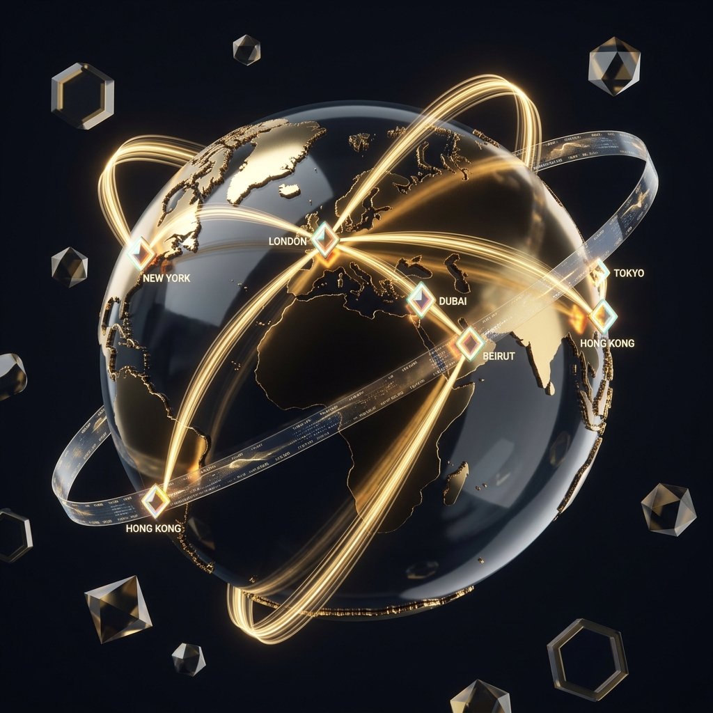 International trading network connecting global financial centers